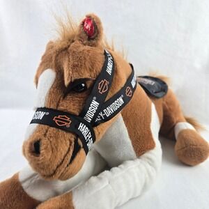 Harley-Davidson Pony Horse Plush Stuffed Animal Sound Working Brown White 16"